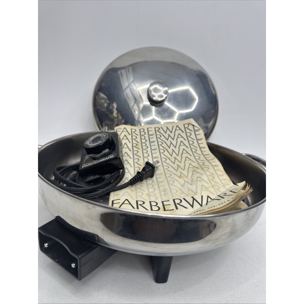 Vintage Farberware 12 Inch Buffet Server Electric Fry Pan Model 344 -A Stainless